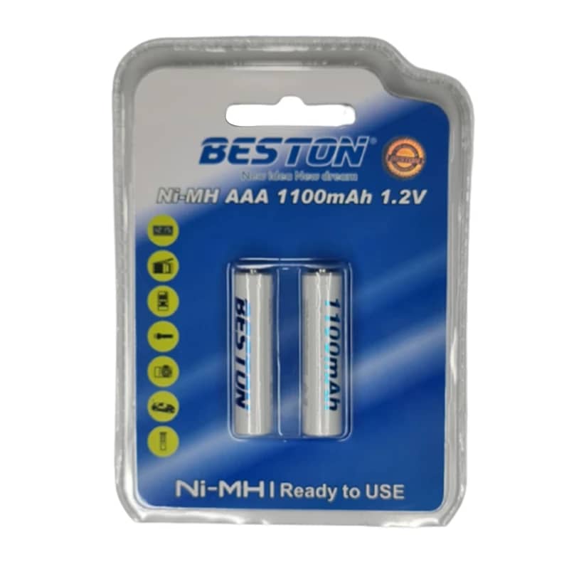 باتری نیم قلمی شارژی Beston AAA 1100 MAh (بسته ۲عددی)