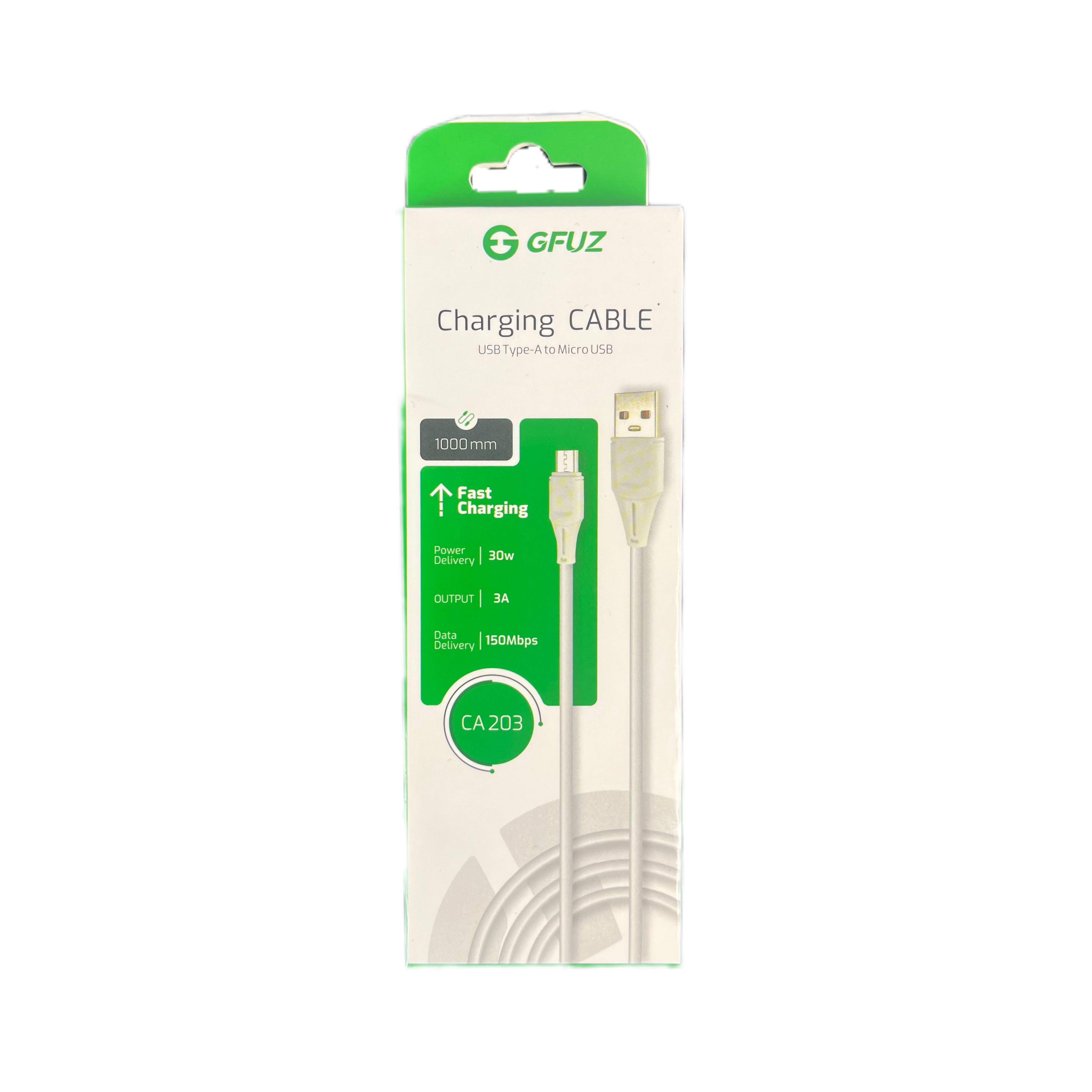 کابل شارژ GFUZ یواس‌بی به میکرویواس‌بی (اندرویدی) 1 متری کد CA203 - سفید
