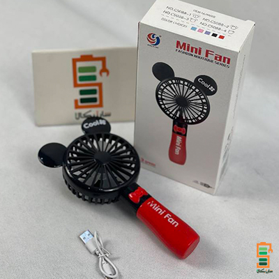 مینی فن و پنکه دستی شارژی مدل CS088-1 طرح عروسکی و چراغ چند رنگ RGB