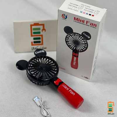 مینی فن و پنکه دستی شارژی مدل CS088-1 طرح عروسکی و چراغ چند رنگ RGB