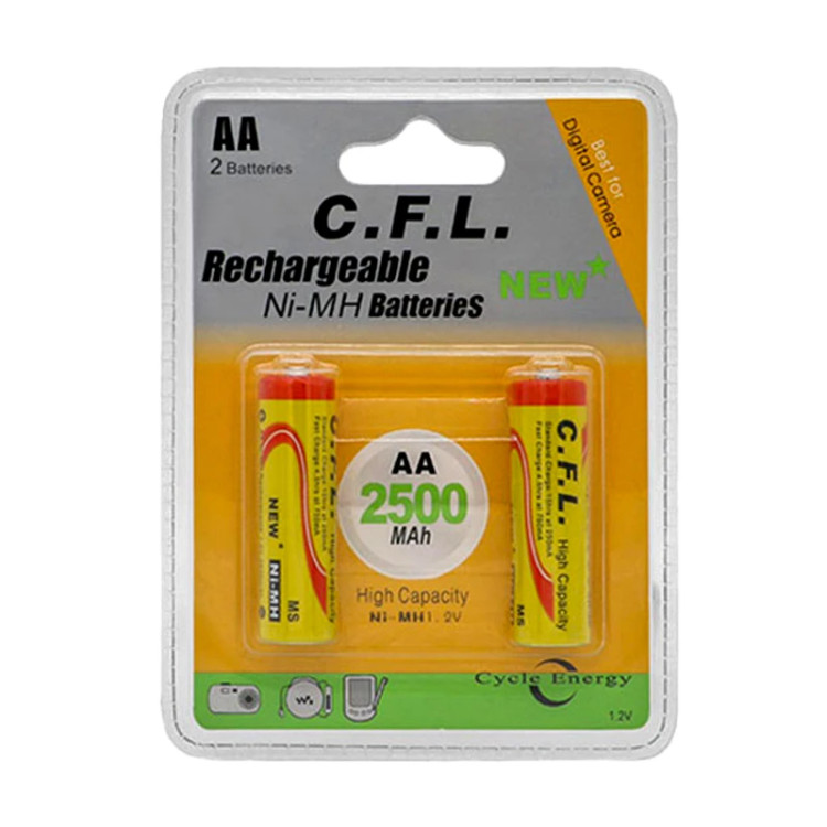 باتری قلمی شارژی CFL AA 2500mAh (بسته 2عددی)