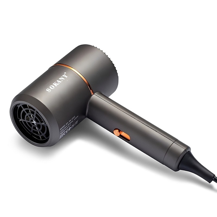 سشوار مسافرتی 1200 وات سوکانی مدل SK-2202، موتور AC، وزن 495 گرم، دارای سری متمرکزکننده باریک با ویژگی صافکنندگی، حجمدهندگی، با قابلیت تنظیم دما