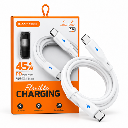 کابل شارژ 45وات K-MOJOS مدل تایپسی به لایتنینگ 1متری کد KMO-CP400